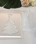 Premium Christmas Lantern Router Templates For Woodworking Shops, 1/4 Thick Clear Acrylic Stencils 5.5 By 8 Inches displayed with tree shapes.