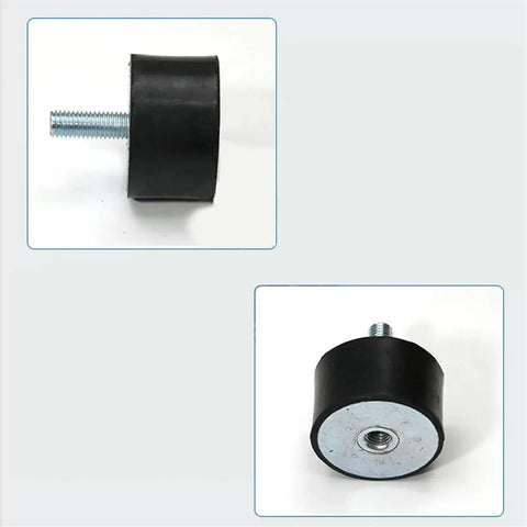 Heavy Badass Rubber Shock Absorber Mounts Featuring Metric Male Female Threads And Sick Vibration Damping For Boats Cars Trucks And Daily Off Road Rigs, top and bottom views.