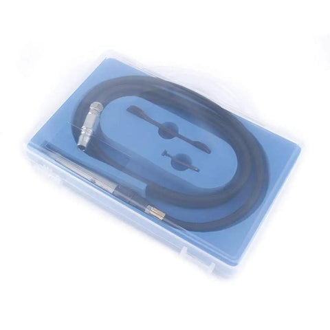 Top Tier Pneumatic Air Scribe and Engraving Pen Micro Die Grinder kit in a blue storage case with hose and extra tips.