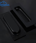 2 Pack 120mm Flush Sliding Door Pulls Recessed Finger Pulls For Sliding Barn Bypass Doors Pocket Doors Cabinets And Furniture Rectangular Invisible Pull Black Matte Finish 4.75 Inches, showcasing black matte finish.