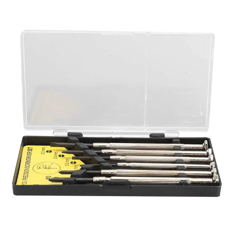 Eyeglass Repair Kit With Precision Screwdriver Set, Tweezers And Nose Pads, Multi Size Screws in open storage case