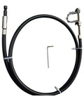 Heavy Duty Electric Drill Drain Auger Snake For Bathroom Sink And Tub Clogs Fast Hex Shank with flexible black hose and tool.