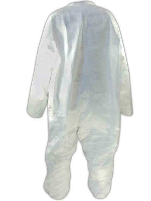Back view of Tyvek 400 Disposable Protective Coverall With Open Wrists And Ankles Hood White X Large 25 Pack Comfortable Fit Premium PPE