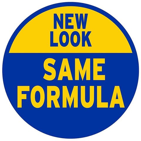 Circular badge with text 'New Look Same Formula' relevant to Air And Fabric Odor Eliminator 32 Oz Fast Acting No Color Spray.