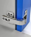 Close-up of installed 2 Pack 90 Degree Corner Cabinet Door Hinges with Soft Close Hydraulic Damping, full coverage design by KAFENDA