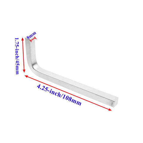 Square Head Wrench Set 8mm and Five Sixteenth Inch L Shaped Square Key Kit For Tough Jobs Four And A Quarter Inch Length