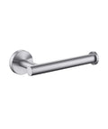 Brushed Nickel Toilet Paper Holder Wall Mount In SUS304 Stainless Steel, minimalist round design, side view, no roll