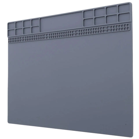 Pro Grade Watch Repair Pad Non Slip Rubber Mat For Watchmaking And Horology Tools Durable Grippy Bench Mat, gray with compartments