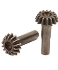 2 Pack Beefy Iron Bevel Gears For 1/10 Scale RC Crawler, Tough Replacement Parts For Off Road RC Cars, High Precision, Long Lasting Gear Set For Hobbyists And Repair Pros shown on white background.