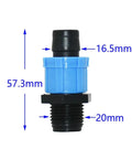 25Pcs 16mm Drip Tape Connectors Kit With Elbow End Plug Straight Tee Water Splitter Fittings Adapters For Garden Irrigation Systems No Leak Quick Install Plastic Hose Lock Nut, 16.5mm x 20mm fitting