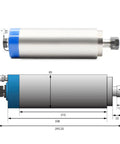 2.2KW ER20 D80 220V Water Cooled Spindle Motor Kit with dimensions and side view for CNC router precision milling.