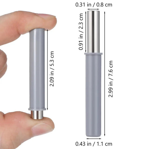 Heavy Duty Hydraulic Door Damper With Dead Silent Soft Close Piston Pump For No Sweat Setup On Bottom Or Side Hinged Trash Laundry Chute Doors, shown in hand.