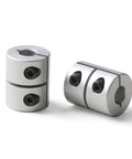 Rigid Shaft Coupler 20mm OD, 25mm Length, Bore 6mm To 6.35mm, Aluminum Alloy Anodized Coupling For Power Transmission Systems, Precision H7 Fit, Built Tough Shaft Connector For Machinery, shown in two angles