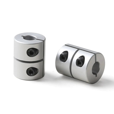 Rigid Shaft Coupler 20mm OD, 25mm Length, Bore 6mm To 6.35mm, Aluminum Alloy Anodized Coupling For Power Transmission Systems, Precision H7 Fit, Built Tough Shaft Connector For Machinery, shown in two angles