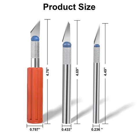 13 Piece Precision Craft Knife Set with Interchangeable Blades and Ergonomic Handles, size comparison of knives