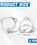 HEVLE 2PCS exhaust flange gasket set, 3.5 inch, perforated metal gaskets for car exhaust