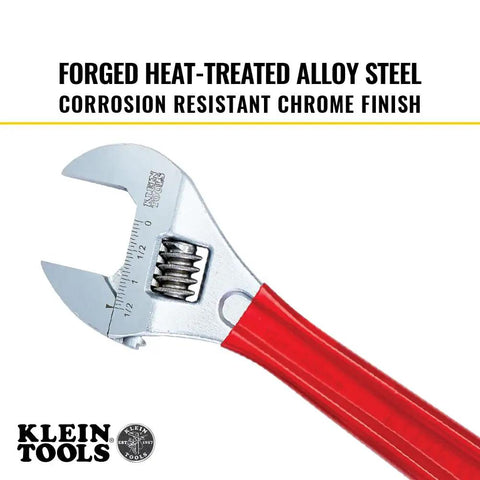 Adjustable Drive Wrench With Extra Capacity Jaw For Big Jobs Forged Alloy Steel Construction High Polish Chrome Finish Laser Etched