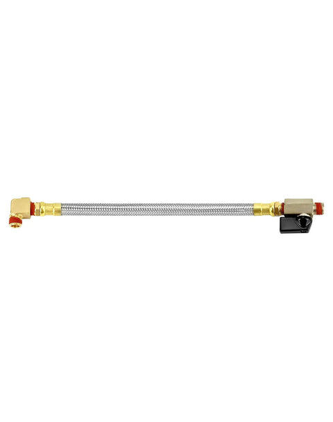 Two Pack Extended Tank Drain Valve Kit For Air Compressors With Ten Inch Drain Hose And One Quarter Inch NPT Threads in braided steel