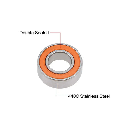Hybrid Ceramic Ball Bearing S687C-2OS 7x14x5mm sealed on both sides, 440C stainless steel, double sealed close-up view