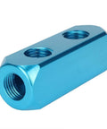 1/4 Inch Inline Pneumatic Manifold Block With Five Ports And Two Way Flow Aluminum Air Hose Splitter For Air Compressors Durable Sky Blue