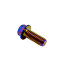 RISON titanium flanged hex bolt, burnt blue rainbow finish, M6x1.0x13mm