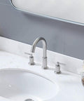 Widespread 3 Hole Bathroom Faucet Kit In Brushed Nickel, 8 Inch Spread, Two Handle Vanity Faucet With Pop Up Drain And Supply Lines