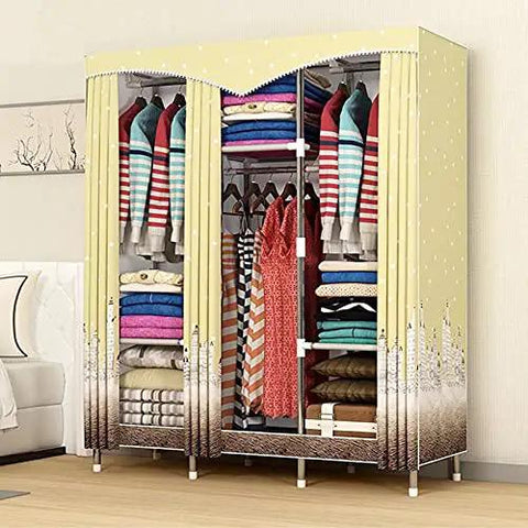 Heavy Duty Portable Fabric Closet With Thick Non Woven Cover And Willow Wood Frame Solid Bedroom Wardrobe Storage Organizer Total Game Changer For Hanging Long Fits Or Packing Away Bulky Bedding Easy Knock Together Build Saves Serious Floor Space