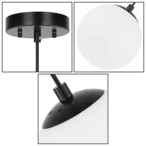 Matte Black Globe Pendant Light 1 Light, Dope Modern Adjustable Hanging Ceiling Fixture For Kitchen Island details