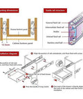 Installation guide for heavy duty 12 inch full extension drawer slides with ball bearing side mount rails for cabinets and dressers.