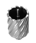 One-piece annular cutter with Weldon shank, 3/4 inch diameter, HSS, front view