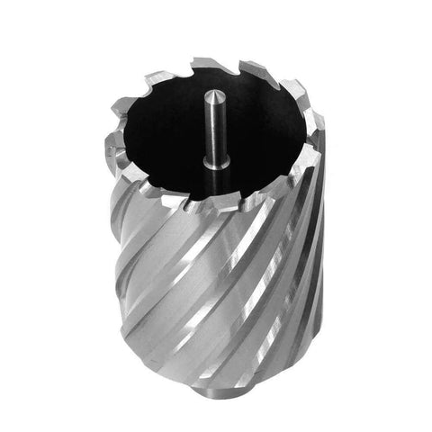 One-piece annular cutter with Weldon shank, 3/4 inch diameter, HSS, front view