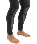 Close-up of lower leg design on 5mm Full Two-Piece Wetsuit For Spearfishing And Freediving In Black, XL, Soft Open-Cell Neoprene.