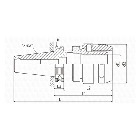Heavy Duty Straight Shank CNC Collet For JT30 JT40 JT50 Milling And Grinding Machines technical diagram showing dimensions and design details.