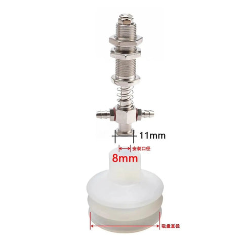 10 Pack MP Type Pneumatic Suction Cups With 8mm Mounting Hole, silicone rubber gripper with 8mm connector for automation arms.