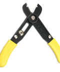 5 Inch Wire Stripper And Cutter With Self Opening Cushioned Grip Handles For 8 To 30 Gauge Wire Adjustable Stopper Great For Solid And Stranded Wire Must Have Tool Includes 1 Piece shown open with yellow handles