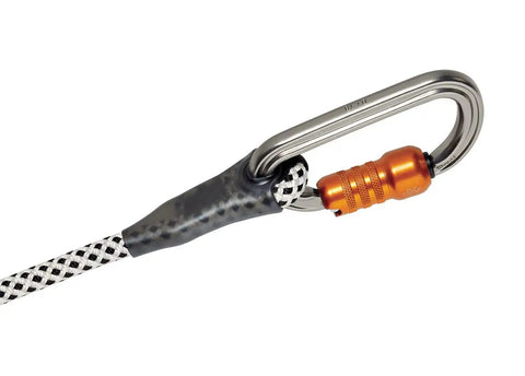 Static Rope With Sewn Termination For ASAP And ASAP Lock Mobile Fall Arresters, 100 Ft, White, Polyester in carabiner