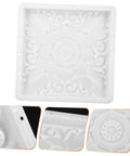 DIY Landscaping Edging Paver Molds For Concrete Paths And Patio Stones Garden Paving Forms Easy To Use Floor Mold Kit For Creating Garden Bricks With Pre Mixed Concrete Projects Beginner Friendly, white plastic square mold with decorative pattern.