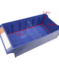 View of a blue plastic drawer for Heavy Duty Hardware Organizer With 48 Drawers And Doors Tool Cabinet Storage Box For Parts Durable Steel Cabinet For Workshop Or Garage Easy Access And Organized Parts Storage, dimensions labeled in inches.