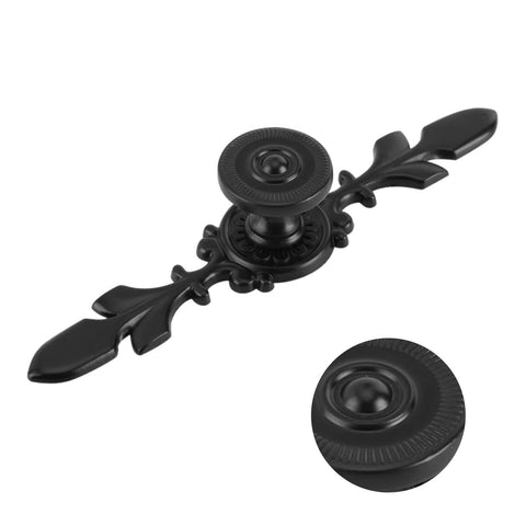 Zinc Alloy Drawer Cabinet Knob Pull For Cabinets And Drawers Retro European Style Vintage Handle in black, close-up view.