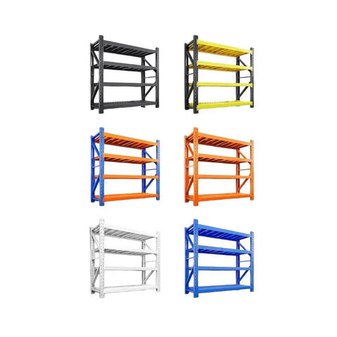 Game Changing Heavy Duty Storage Shelves With Rock Solid Metal Construction Adjustable Stand For Garage Warehouse Pantry Utility Rack Back Support Thick Panels Versatile Organizer in various colors.