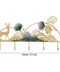 Modern Wall Mounted Coat Rack Featuring Five Sturdy Metal Hooks To Level Up Your Daily Routine And Bring A Tight Organized Lineup To Any Hallway Bedroom Or Living Room Space, 69cm, metal, decorative design with deer and nature elements.