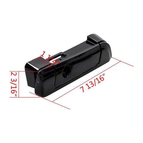 Harley Touring Trunk Lid Latch Cover Kit Billet Zinc Alloy Black with Keyhole dimensions, direct replacement angle view
