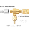 Chemical Injector Kit For Pressure Washer With 4000 PSI, brass and stainless steel components with 3/8 inch connections.