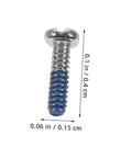 Close-up of a single screw from the 100Pcs Eyeglass Repair Screws Kit For Quick Eyewear Fixes, showing dimensions and design.
