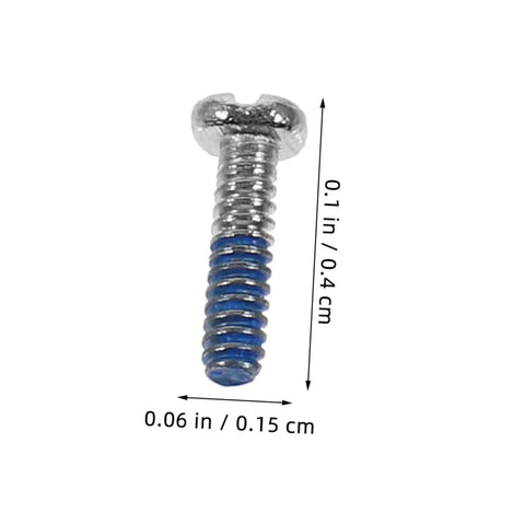 Close-up of a single screw from the 100Pcs Eyeglass Repair Screws Kit For Quick Eyewear Fixes, showing dimensions and design.