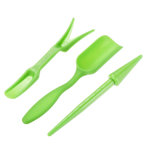 Green Garden Shovel Tool Set For Planting And Transplanting Tiny Plants And Succulents Digging Scoops Kit tools on white background