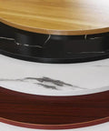 Massive Wooden Lazy Susan Turntable 50 Inch Round Rotating Serving Tray For Dining Table And Kitchen Counter Real Deal brown wood with black and white variations.
