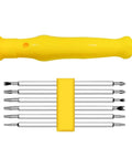 Evenoonest Precision Screwdriver Kit With Magnetic CR-V Steel Tamper-Proof Bits For Torx Triangle U-Shaped Electronics Home Appliance Repair And Console Controller Fixes That Make You Gonna Love Your Setup. Yellow handle with six CR-V steel bits