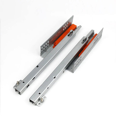 Heavy Duty Undermount Drawer Slides With Push To Open Design half extension, silver cold rolled steel for cabinets.