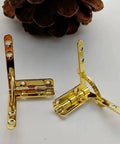 Golden Hinge For Wooden Boxes And Small Cabinets Chrome Plated Gold Box Gear For DIY Projects, smooth opening hinges showcased